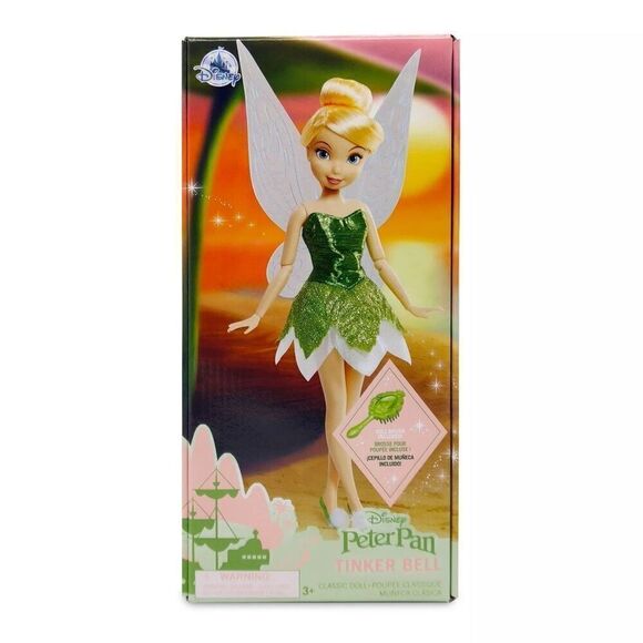 Tinker Bell Classic Doll & Brush Disney Store Peter Pan 10'' NIB Sealed NEW - Picture 9 of 9